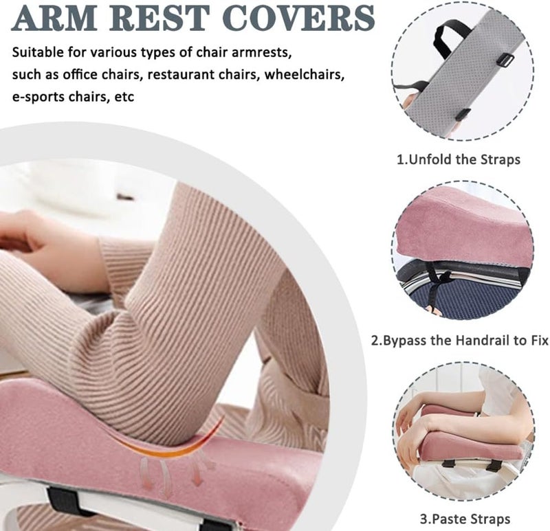 Shapeazy 2 Pack Office Chair Armrest Pads Covers,Arm Rest Pad with Memory Foam Elbow Pillow for Forearm Pressure Relief, Arm Rest Covers for Office Chairs, Wheelchair, Comfy Gaming Chair (Pink) - Image 5